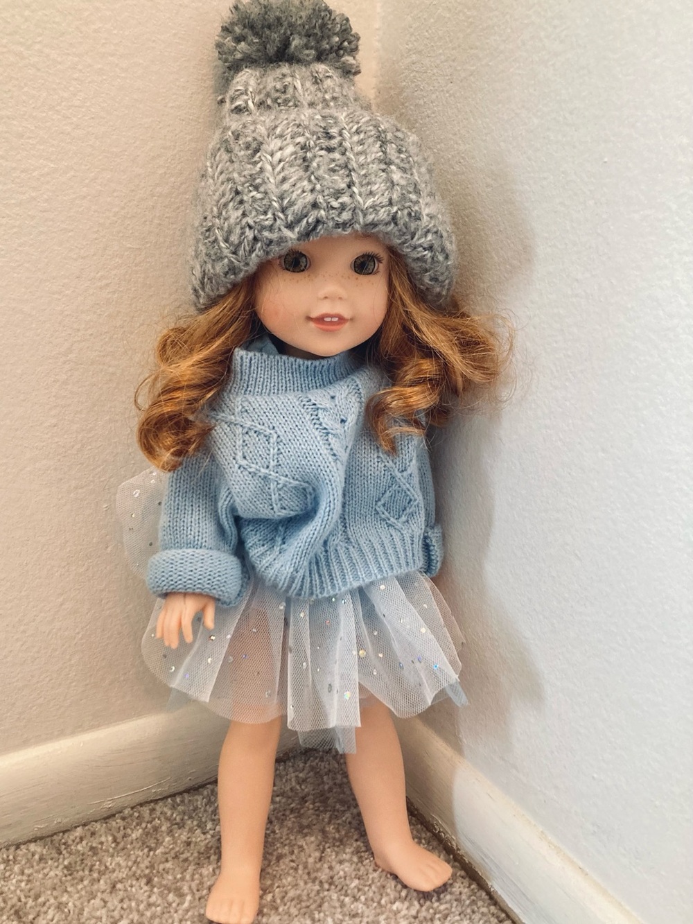 Handmade crochet doll beanie hat